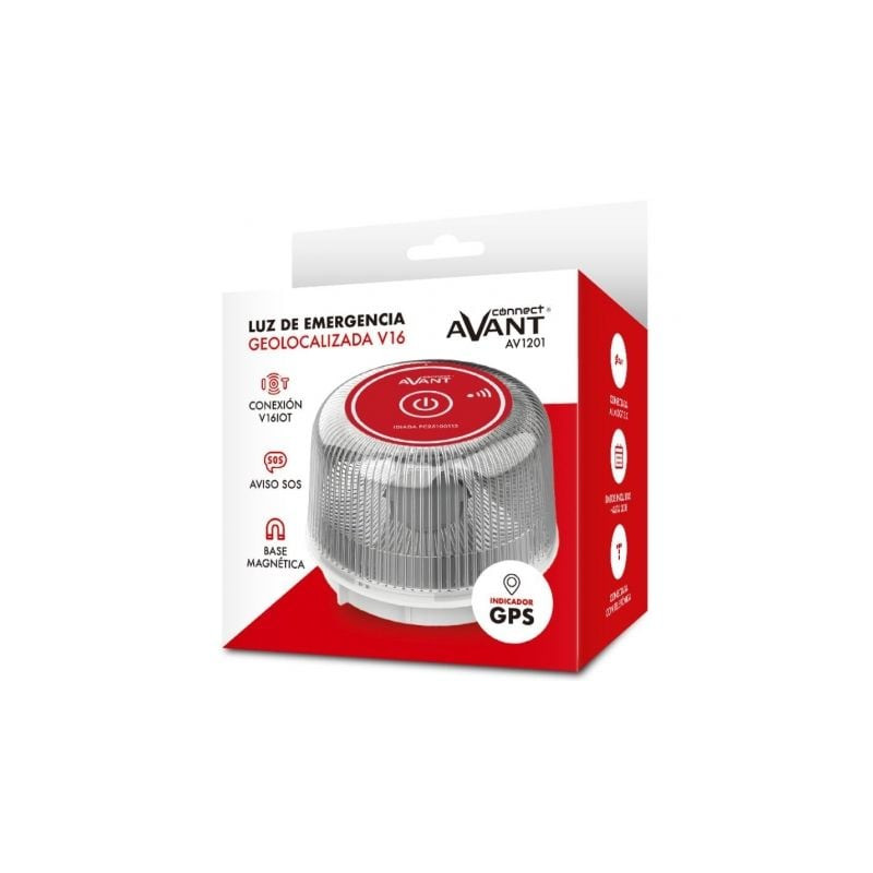 Luz baliza de emergencia para coche Avant V16 Connected AV1201/ Homologada/ Base Imantada/ Geolocalizable/ Funciona a Pilas - AV