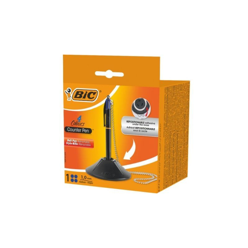Bolígrafo de Tinta de Aceite Retráctil Bic 527507/ Azul/ Incluye Base + Cadena - 527507