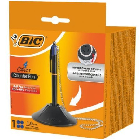Bolígrafo de Tinta de Aceite Retráctil Bic 527507/ Azul/ Incluye Base + Cadena - 527507