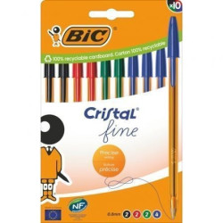 Bolígrafos de Tinta de Aceite Bic Cristal Fine 516356/ 10 unidades/ Colores Surtidos - 516356