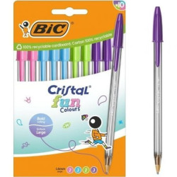 Bolígrafos de Tinta de Aceite Bic Cristal Fun 524176/ 10 unidades/ Colores Surtidos - 524176