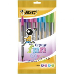 Bolígrafos de Tinta de Aceite Bic Cristal Fun 921342/ 10 unidades/ Colores Surtidos - 921342