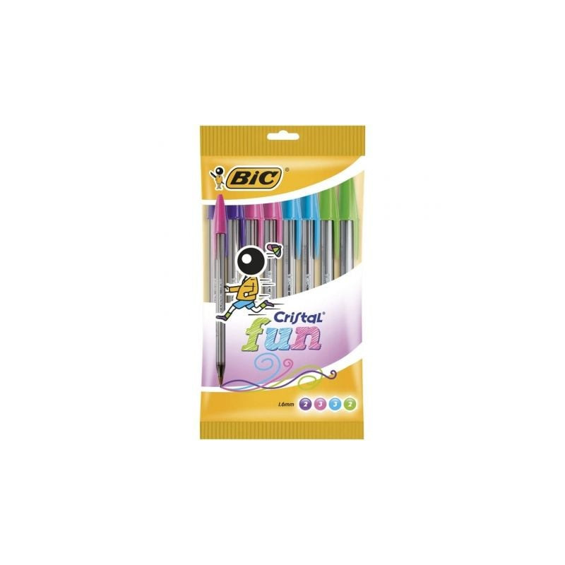 Bolígrafos de Tinta de Aceite Bic Cristal Fun 921342/ 10 unidades/ Colores Surtidos - 921342
