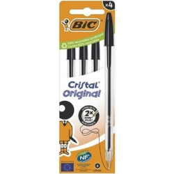 Bolígrafos de Tinta de Aceite Bic Cristal Original 516335/ 4 unidades/ Negros - 516335