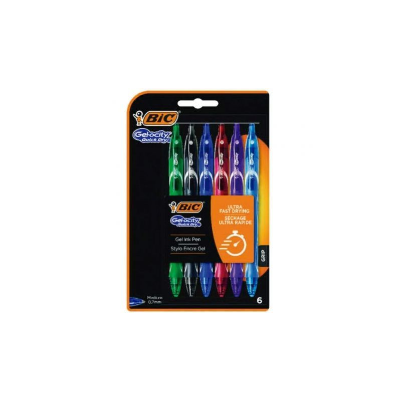Bolígrafos de Tinta de Gel Retráctil Bic Gelocity Quick Dry 964769/ 6 unidades/ Surtidos - 964769
