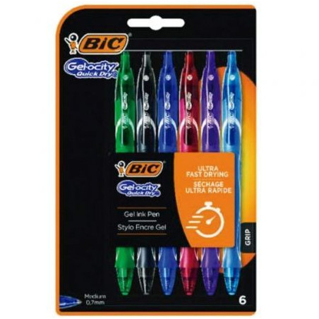 Bolígrafos de Tinta de Gel Retráctil Bic Gelocity Quick Dry 964769/ 6 unidades/ Surtidos - 964769