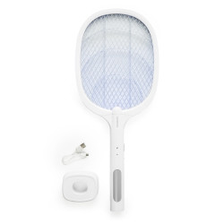 Innovagoods Elecfly Raqueta Matainsectos Recargable con Luz UV 2 en 1 - Funcion Lampara - 3000 Voltios - Bateria de 500mAh - Ant