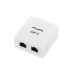 Roseta lanberg de superficie cat.6 ftp 2x toma rj45 blanco - OS6-0002-W
