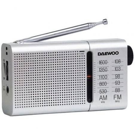 Radio Portátil Daewoo DW1037/ a Pilas/ Plateada - DW1037