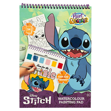 Libro dibujo + acuarelas y pincel Stitch Disney - 8719668030862