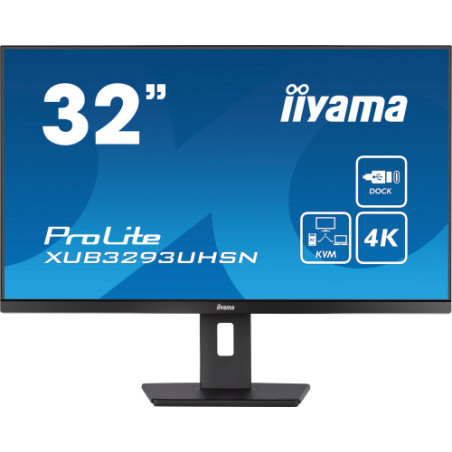 MONITOR IIYAMA 32" XUB3293UHSN-B5, IPS, 60HZ, 4 MS, HDMI, USB, USB-C, DISPLAYPORT, ALT, REG ALT, GIRO, INCL - XUB3293UHSN-B5
