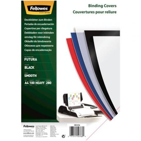 Portadas de Polipropileno Fellowes 5476603/ A4/ 300 Micras/ 100 unidades/ Negras - 5476603