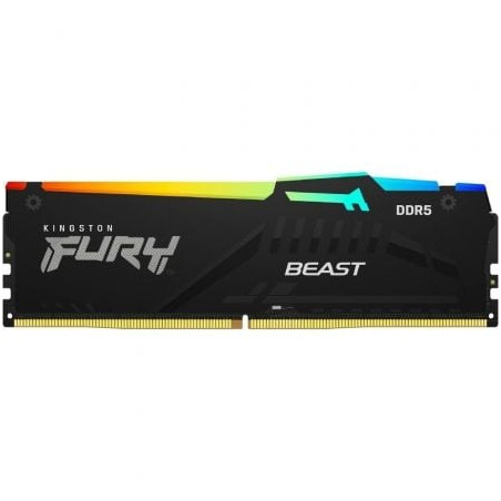 Memoria RAM Kingston FURY Beast RGB 16GB/ DDR5/ 5600MHz/ 1.25V/ CL40/ DIMM - KF556C40BBA-16