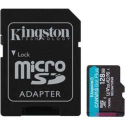 Tarjeta de Memoria Kingston CANVAS Go! Plus 128GB microSD XC con Adaptador/ Clase 10/ 200MBs - SDCG4/128GB