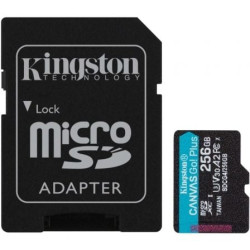 Tarjeta de Memoria Kingston CANVAS Go! Plus 256GB microSD XC con Adaptador/ Clase 10/ 200MBs - SDCG4/256GB