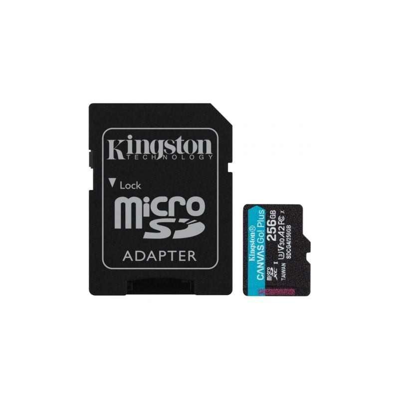 Tarjeta de Memoria Kingston CANVAS Go! Plus 256GB microSD XC con Adaptador/ Clase 10/ 200MBs - SDCG4/256GB