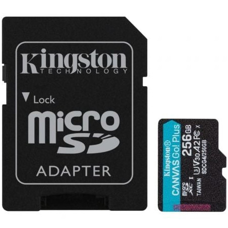 Tarjeta de Memoria Kingston CANVAS Go! Plus 256GB microSD XC con Adaptador/ Clase 10/ 200MBs - SDCG4/256GB