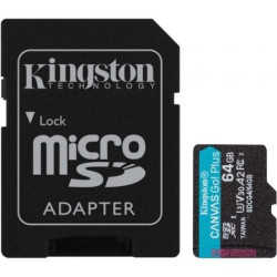Tarjeta de Memoria Kingston CANVAS Go! Plus 64GB microSD XC con Adaptador/ Clase 10/ 200MBs - SDCG4/64GB