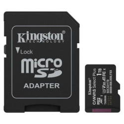 Tarjeta de Memoria Kingston CANVAS Select Plus 1TB microSD XC con Adaptador/ Clase 10/ 150MBs - SDCS3/1TB