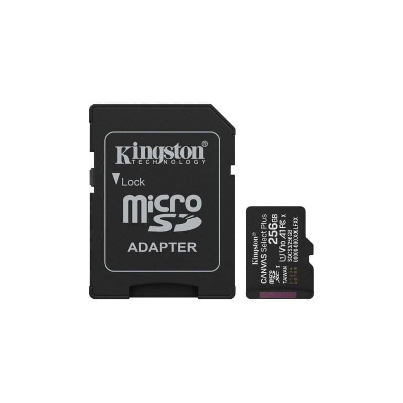 Tarjeta de Memoria Kingston CANVAS Select Plus 256GB microSD XC con Adaptador/ Clase 10/ 150MBs - SDCS3/256GB