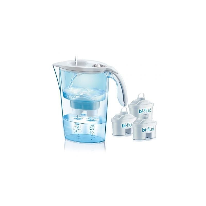 Pack Jarra Filtrante Laica Stream Line/ 2.3L/ Blanca/ Jarra + 3 Filtros BI-FLUX - J9047W2