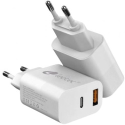 Cargador de Pared Leotec LECSPH20W2W2/ 1xUSB Tipo-C/ 1xUSB/ 20W - LECSPH20W2W2