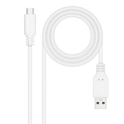 Cable USB 2.0 Nanocable 10.01.2101-L150-W/ USB Tipo-C Macho - USB Macho/ 480Mbps/ 1.5m/ Blanco - 10.01.2101-L150-W
