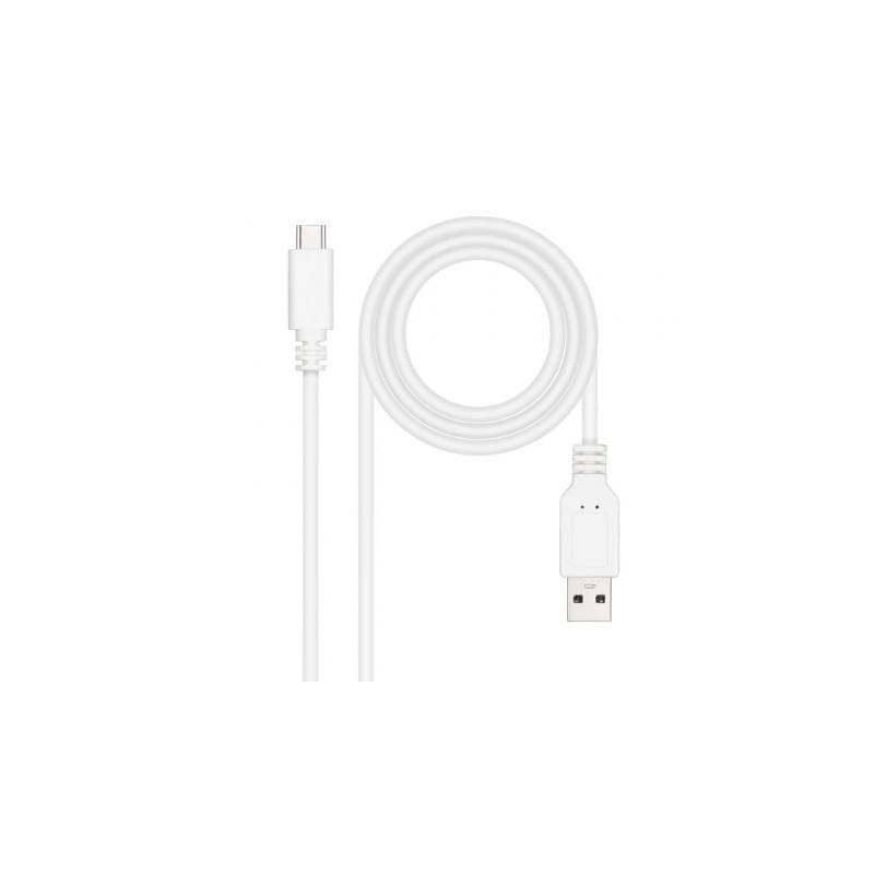 Cable USB 2.0 Nanocable 10.01.2101-L150-W/ USB Tipo-C Macho - USB Macho/ 480Mbps/ 1.5m/ Blanco - 10.01.2101-L150-W