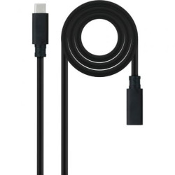Cable Alargador USB Tipo-C 3.2 Nanocable 10.01.4501/ USB Tipo-C Macho - USB Tipo-C Hembra/ 1m/ Negro - 10.01.4501