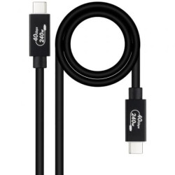 Cable USB 4.0 Nanocable 10.01.5001/ USB Tipo-C Macho - USB Tipo-C Macho/ Hasta 240W/ 40Gbps/ 1m/ Negro - 10.01.5001