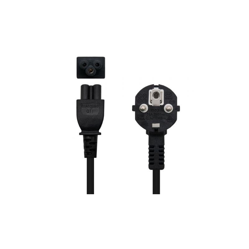 Cable Alimentación Trébol Nanocable 10.22.0302-L200/ Schuko Macho - C5 Hembra/ 2m/ Negro - 10.22.0302-L200