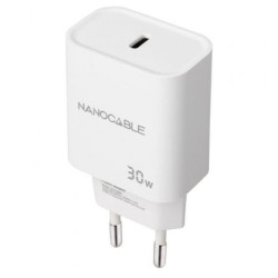 Cargador de Pared Nanocable 10.10.2009/ 1xUSB Tipo-C/ 30W/ Blanco - 10.10.2009