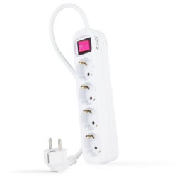 Regleta con Interruptor Nanocable 10.37.0004/ 4 Tomas de Corriente/ Cable 1.4m/ Blanca - 10.37.0004