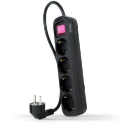 Regleta con Interruptor Nanocable 10.37.0004-BK/ 4 Tomas de Corriente/ Cable 1.4m/ Negro - 10.37.0004-BK