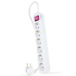 Regleta con Interruptor Nanocable 10.37.0006/ 6 Tomas de Corriente/ Cable 1.4m/ Blanca - 10.37.0006