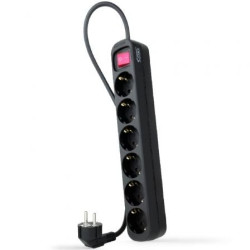 Regleta con Interruptor Nanocable 10.37.0006-BK/ 6 Tomas de Corriente/ Cable 1.4m/ Negro - 10.37.0006-BK