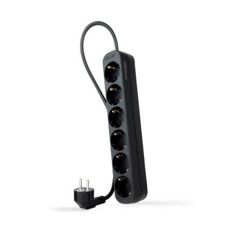 Regleta Nanocable 10.37.0006-NS-BK/ 6 Tomas de Corriente/ Cable 1.4m/ Negra - 10.37.0006-NS-BK