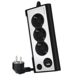 Regleta con Interruptor Nanocable 10.37.0013-BK/ 3 Tomas de Corriente/ 1 USB/ 1 USB Tipo C/ Cable 1.5m/ Negro - 10.37.0013-BK