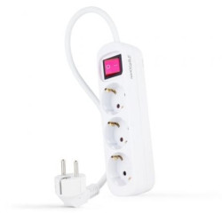 Regleta con Interruptor Nanocable 10.38.0003/ 3 Tomas de Corriente/ Cable 1.4m/ Blanca - 10.38.0003