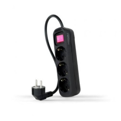 Regleta con Interruptor Nanocable 10.38.0003-BK/ 3 Tomas de Corriente/ Cable 1.4m/ Negra - 10.38.0003-BK