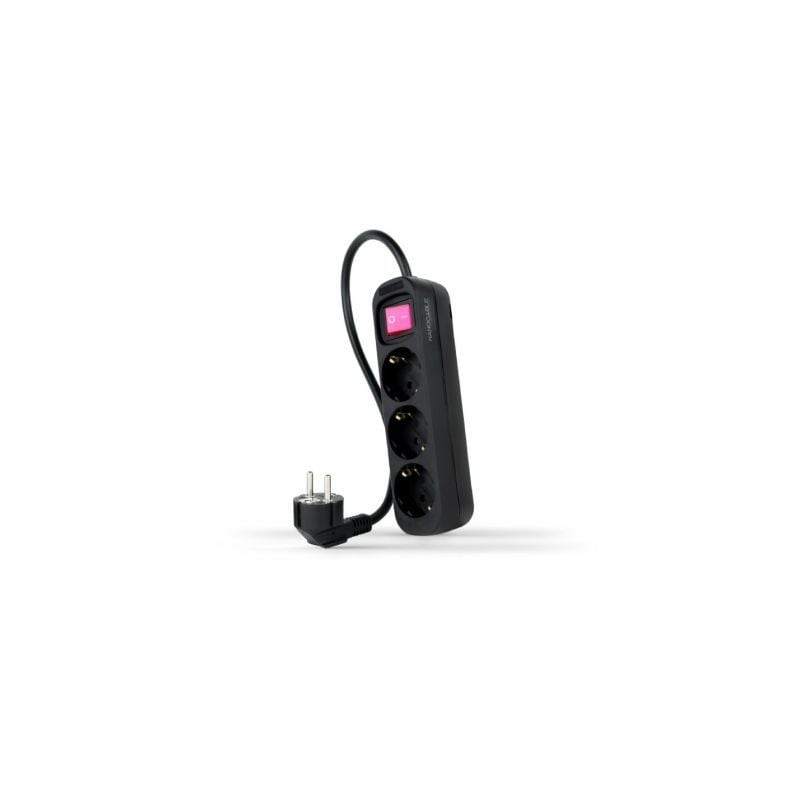 Regleta con Interruptor Nanocable 10.38.0003-BK/ 3 Tomas de Corriente/ Cable 1.4m/ Negra - 10.38.0003-BK