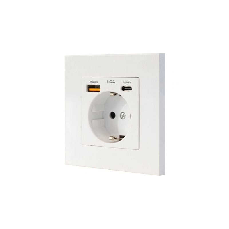 Roseta de Pared Nanocable 10 35 0011/ 1 Schuko/ 1 USB Tipo-C/ 1 USB - 10.35.0011