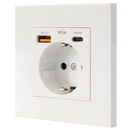 Roseta de Pared Nanocable 10 35 0011/ 1 Schuko/ 1 USB Tipo-C/ 1 USB - 10.35.0011