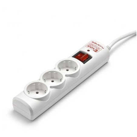 Regleta con interruptor Salicru SPS SAFE 3/ 3 Tomas de corriente/ Cable 1.5m/ Blanca - 680BA000001