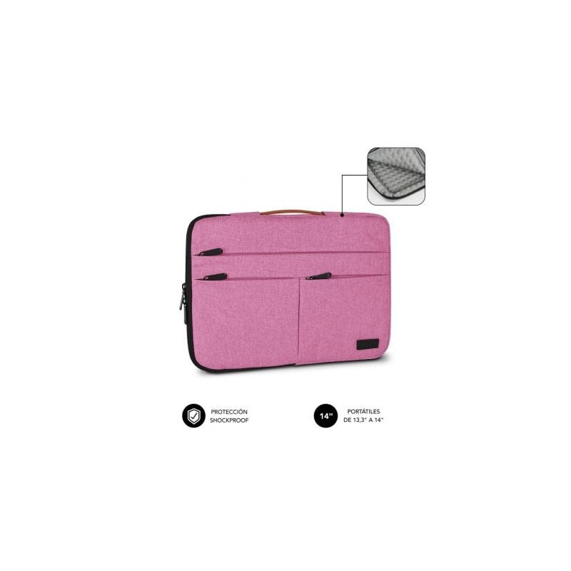 Funda Subblim Air Padding 360 Sleeve para Portátiles hasta 14"/ Rosa - SUBLS-AP36004