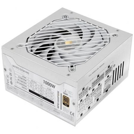 Fuente de Alimentación Mars Gaming MPB1000PSI/ 1000W/ Ventilador 14cm/ ATX 3.1/ PCIe 5.1/ 80 Plus Gold/ Blanca - MPB1000PSIW