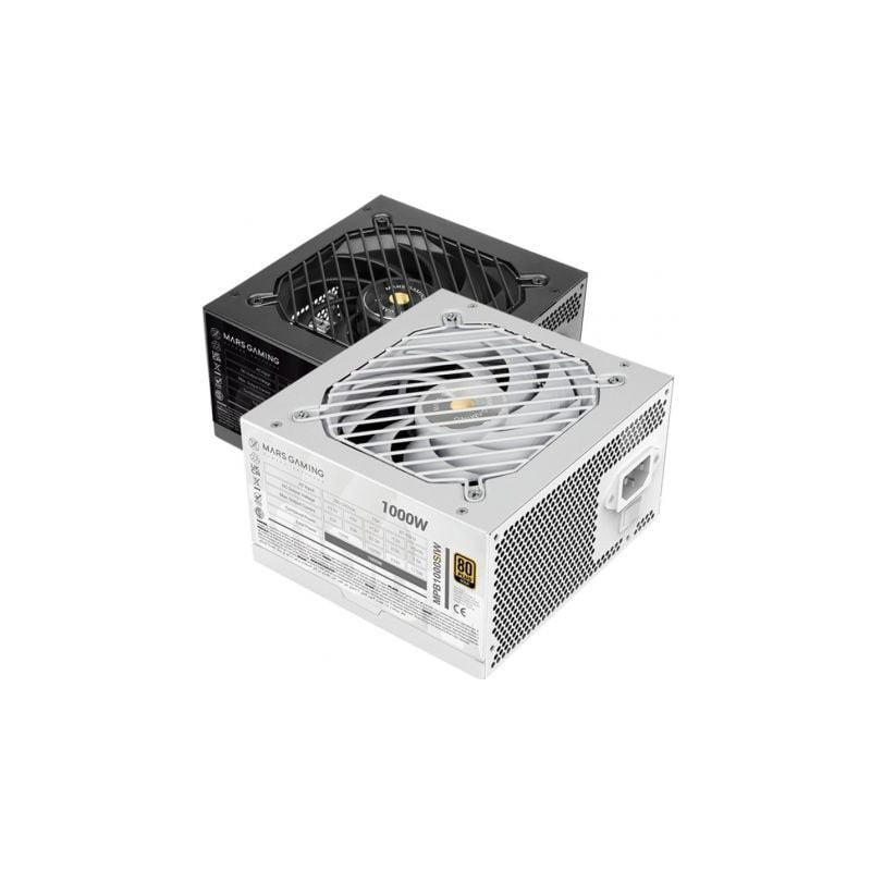 Fuente de Alimentación Mars Gaming MPB1000SI/ 1000W/ Ventilador 12cm/ 80 Plus Gold/ Blanca - MPB1000SIW