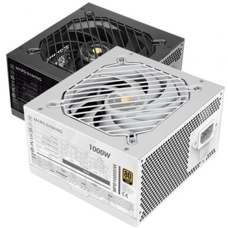 Fuente de Alimentación Mars Gaming MPB1000SI/ 1000W/ Ventilador 12cm/ 80 Plus Gold/ Blanca - MPB1000SIW