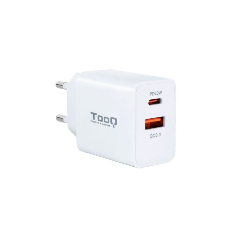 Cargador de Pared TooQ TQWC-2SC04WT/ 1xUSB Tipo-C/ 1xUSB/ 20W - TQWC-2SC04WT