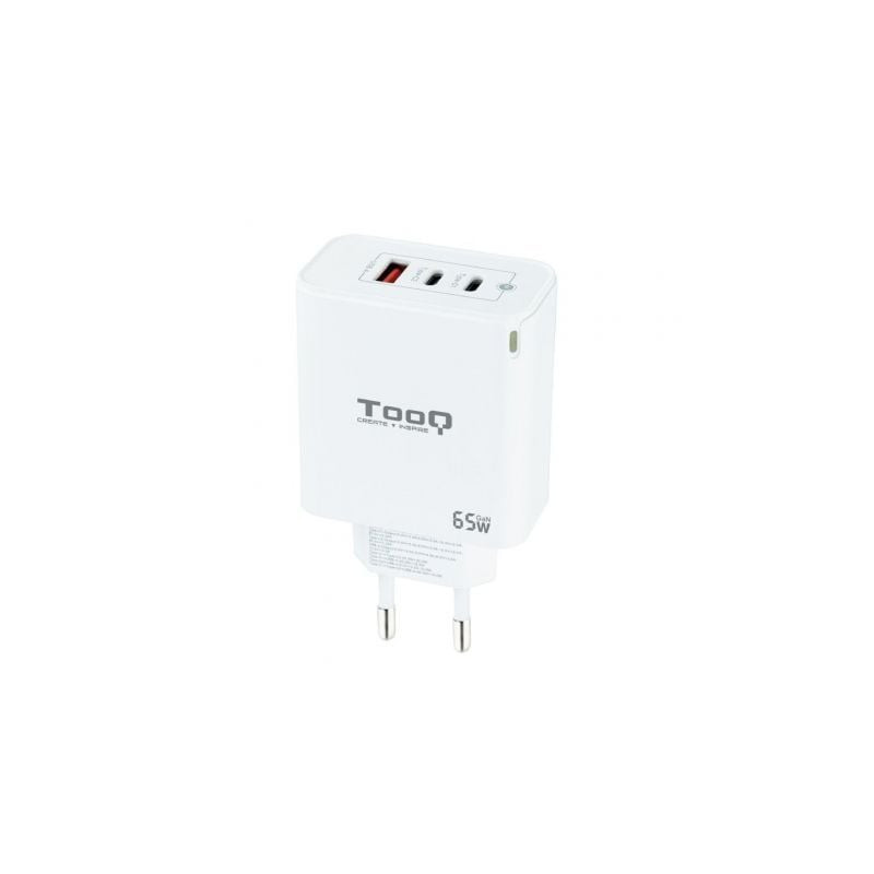 Cargador de Pared GaN TooQ TQWC-GANQC2PD65WT/ 2xUSB Tipo-C/ 1xUSB/ 65W - TQWC-GANQC2PD65WT